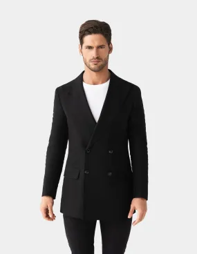 Black Linen Double Breasted Jacket