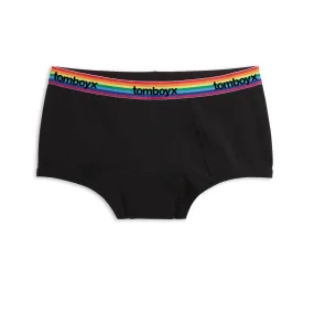 First Line Period Boy Shorts - Black Rainbow Logo