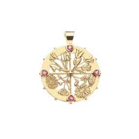 HOPE 14k Pink Tourmaline Coin Pendant