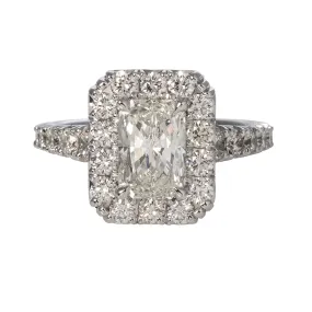 1.5ct Radiant Diamond Pavé Halo 18K Gold Engagement Ring