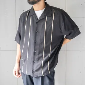 1990s black color silk open collar short sleeve design  shirt 'remake'