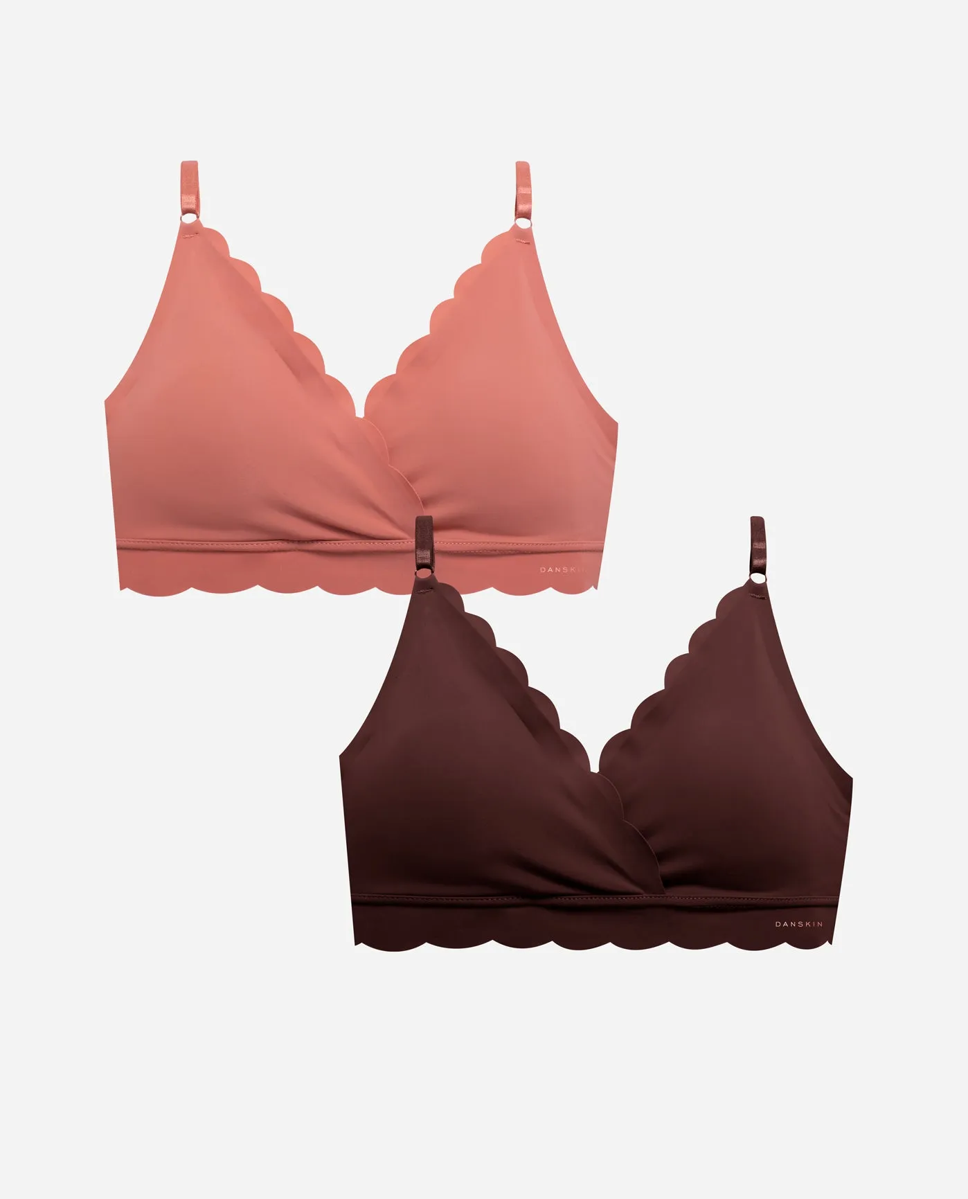 2-Pack Laser Wire Free Bra With Scallop Edge