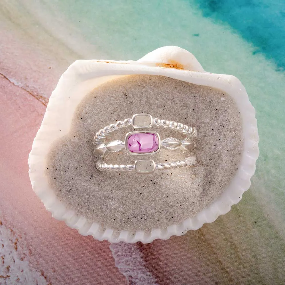 4ocean x Dune Boho Stack Ring in Florida Pink