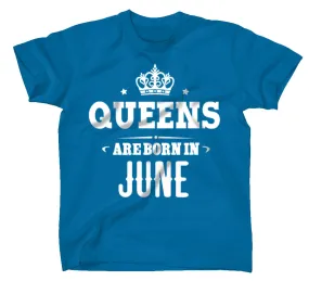 AFONiE Queens Are Born In Kids T-Shirt Turquoise