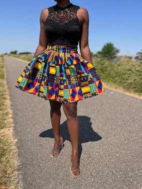 African print mini skirt - Multicolor kente purple