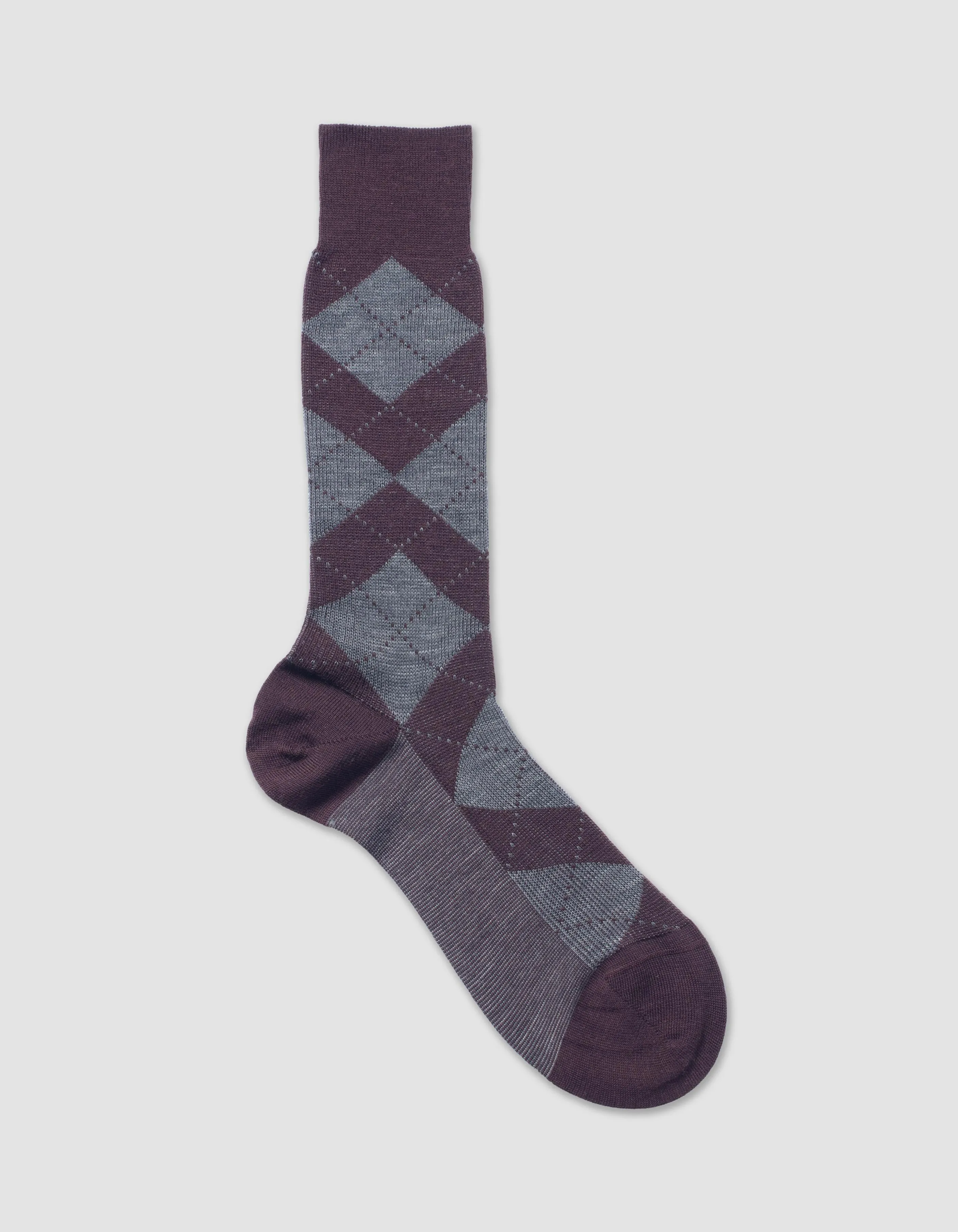 ARGYLE WOOL MID CALF SOCK - BURGUNDY