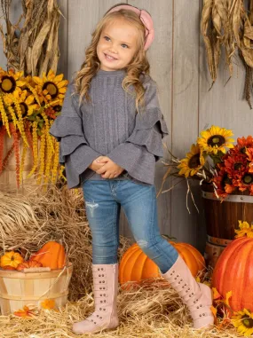 Autumn Is Calling Tiered Sleeve Sweater