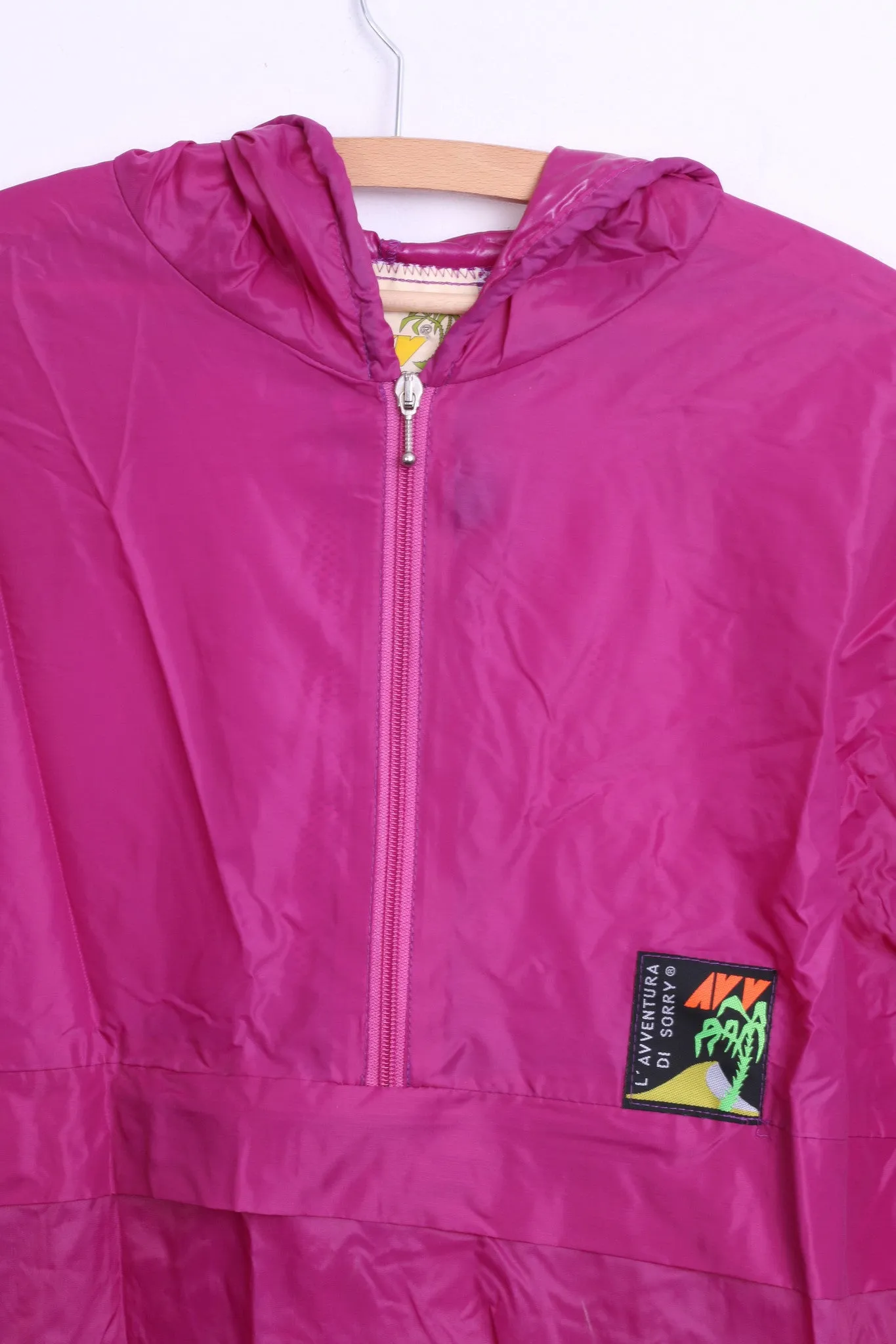 AVV Avventura by Sorry Womens L Nylon Light Jacket Hood vintage Fuchsia