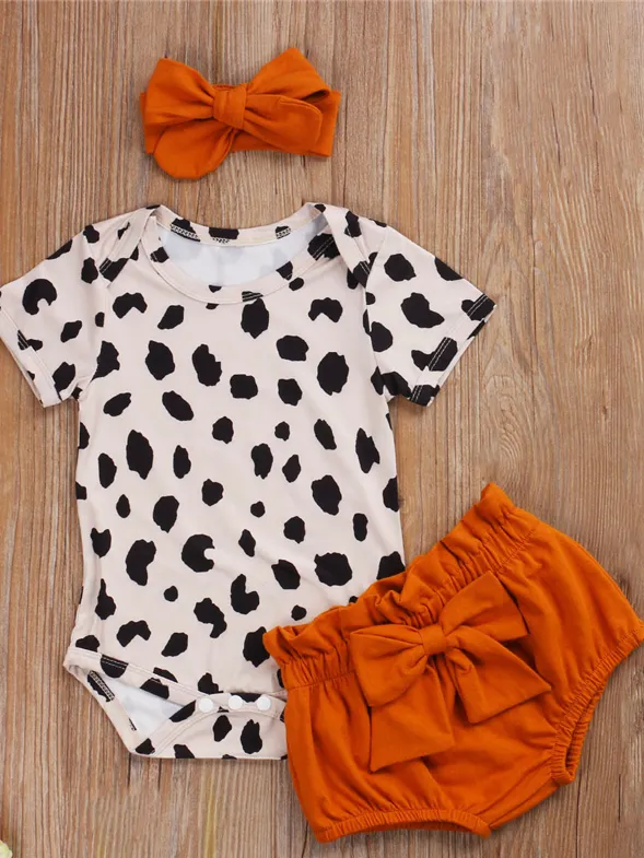 Baby An Eye For Fashion Onesie with Bloomer shorts and Matching Headbands