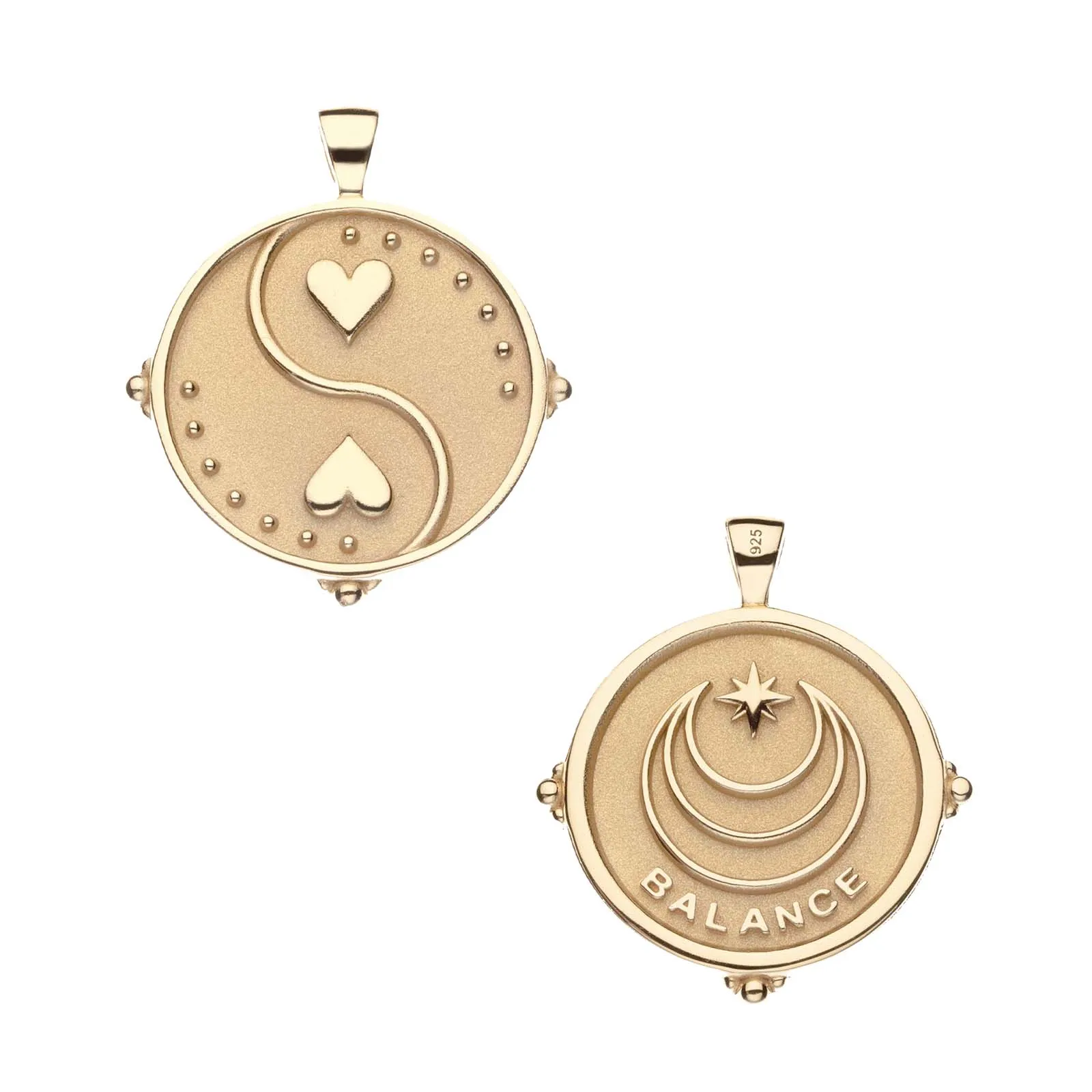 BALANCE JW Small Pendant Coin in Solid Gold