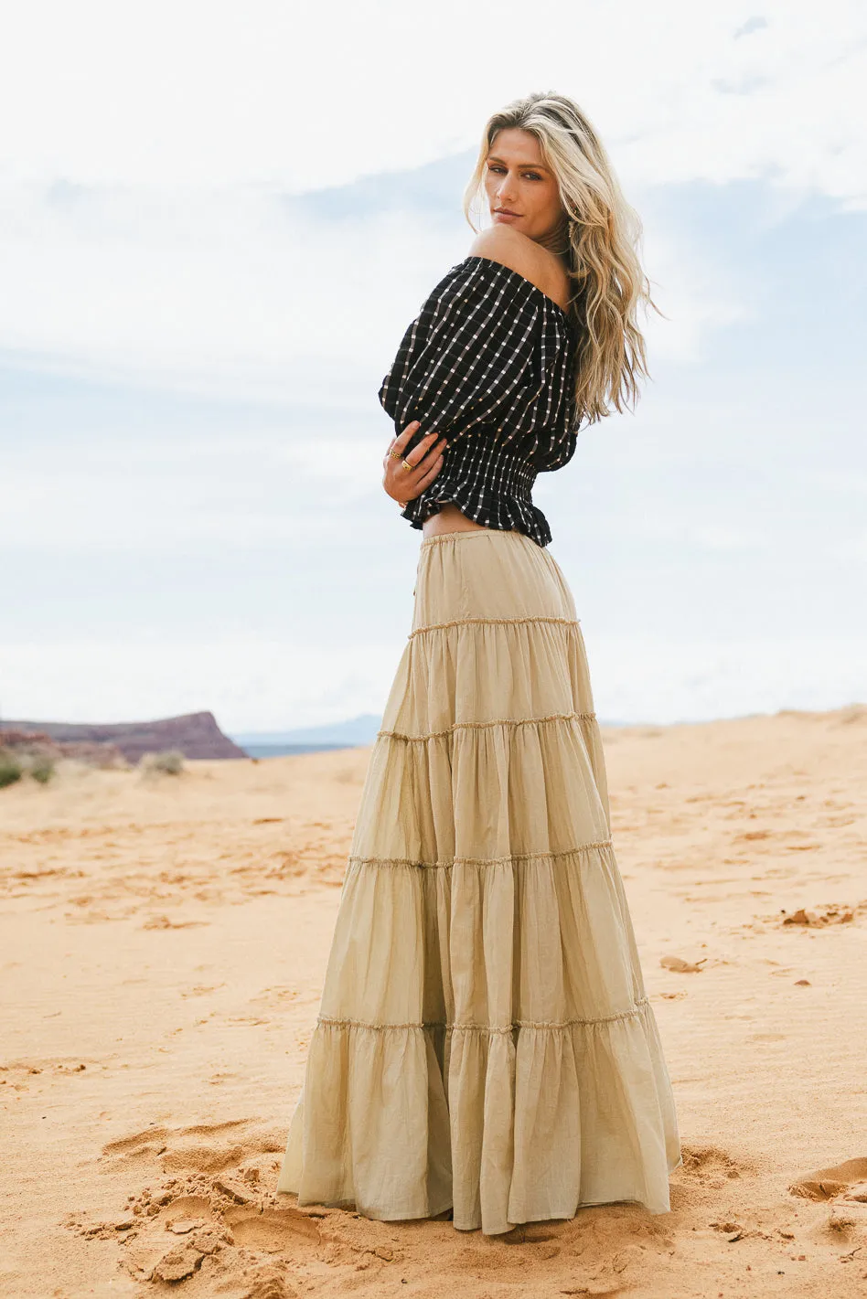 Baylin Tiered Skirt in Tan - FINAL SALE