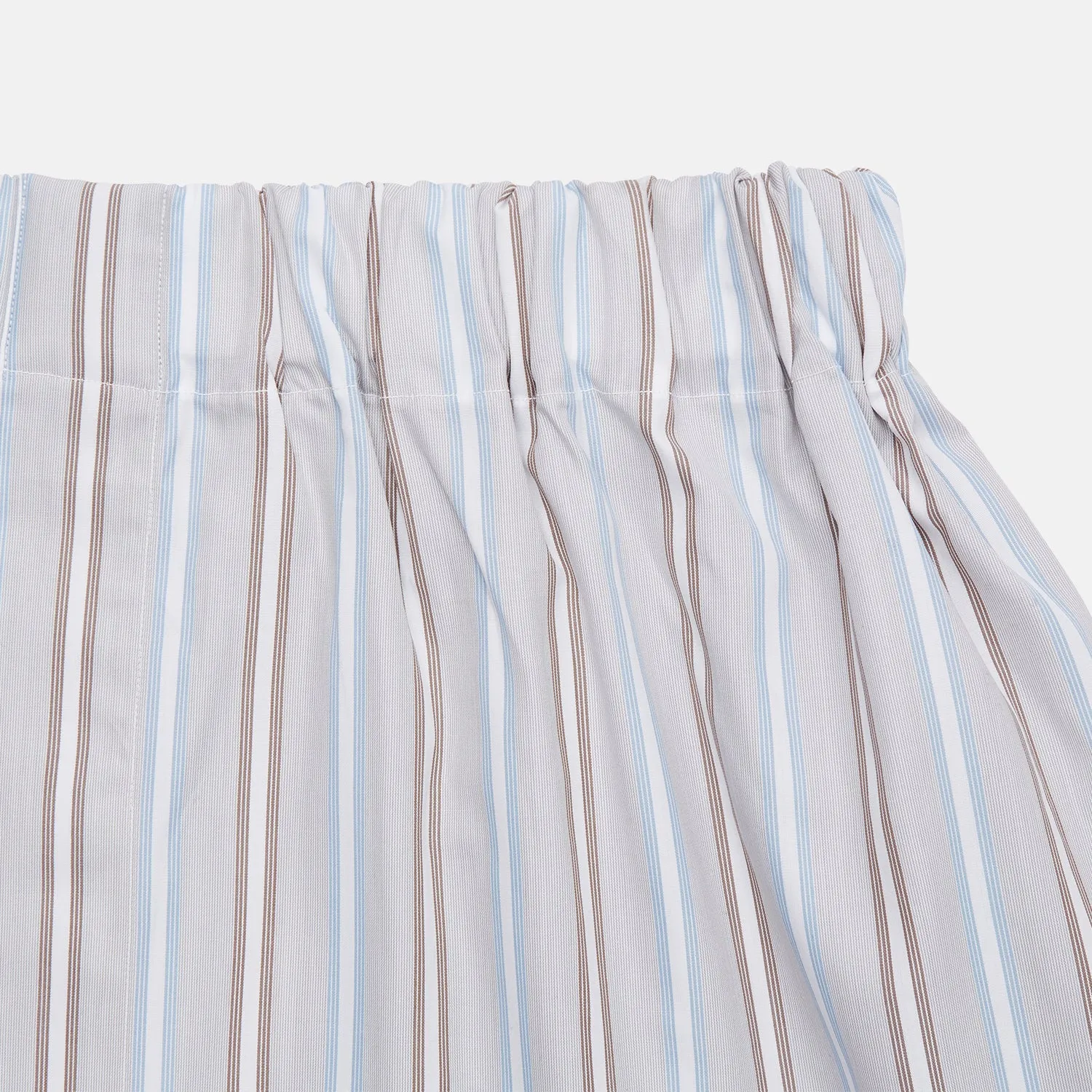 Beige and Light Blue Multi Stripe Cotton Godfrey Boxer Shorts