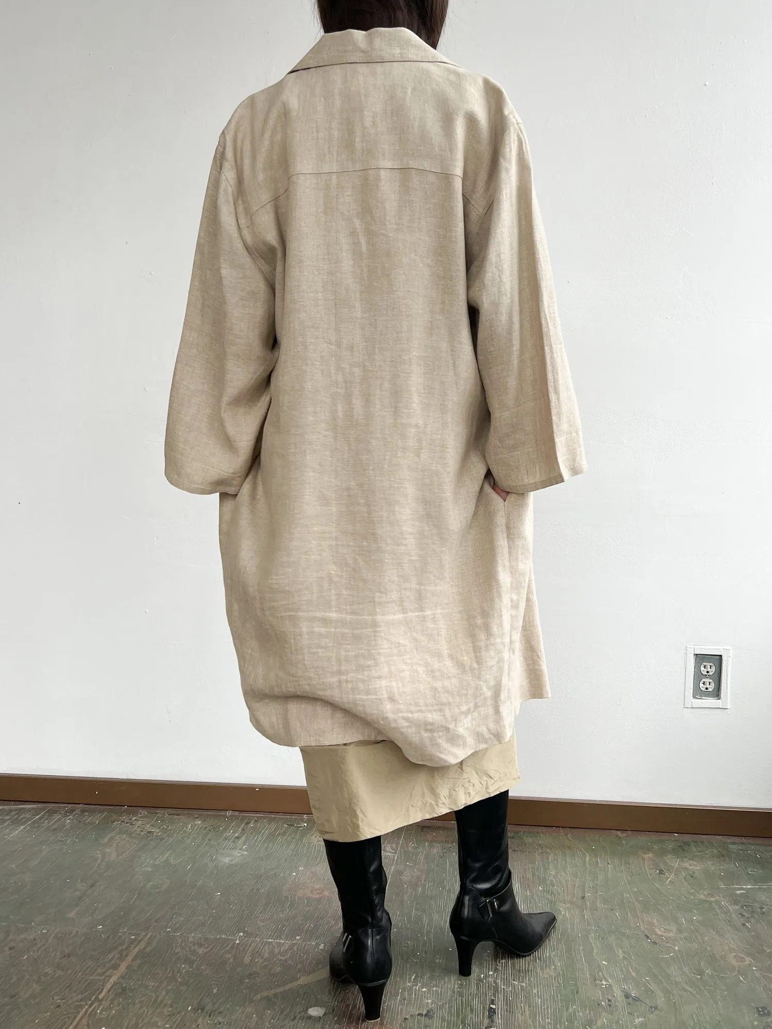 Beige Linen Midi Jacket (M/L)