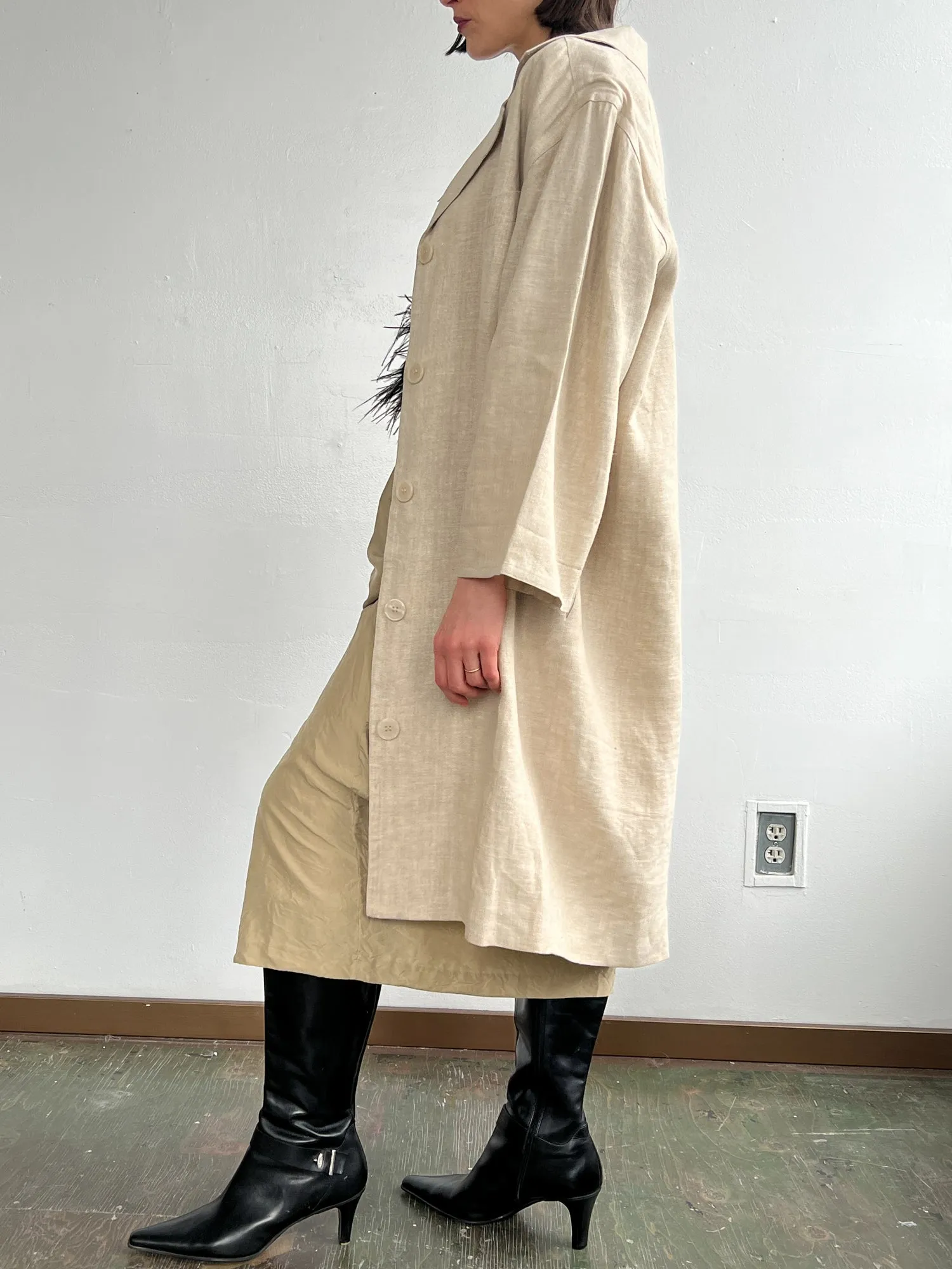 Beige Linen Midi Jacket (M/L)