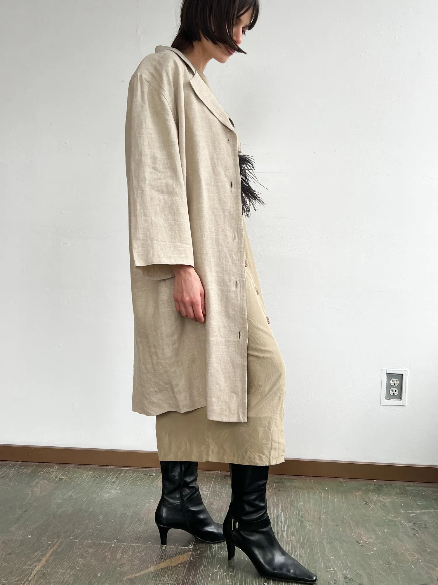 Beige Linen Midi Jacket (M/L)