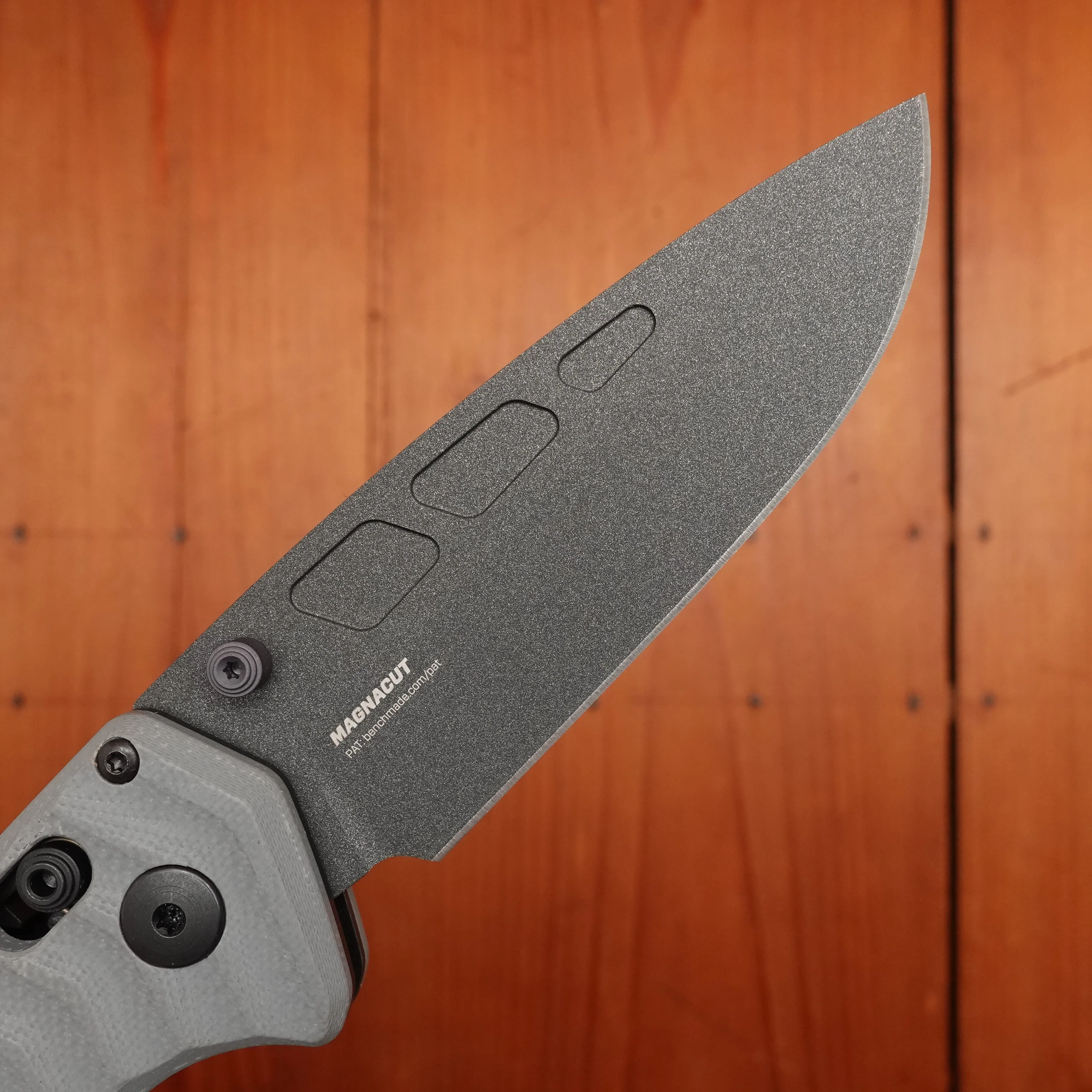 Benchmade 593BK PSK Drop Point MagnaCut AXIS Assist Gray & OD Green Handle