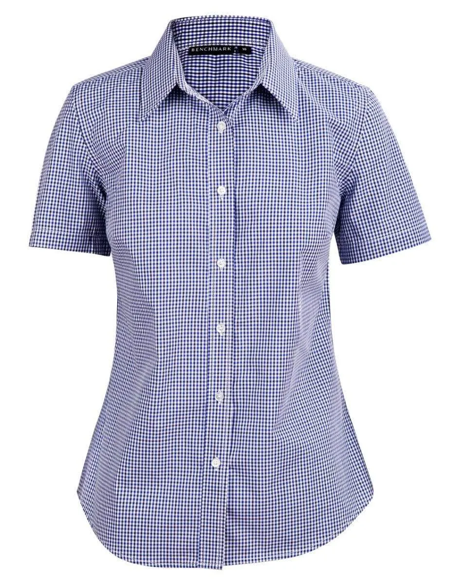 BENCHMARK Ladies’ Two Tone Gingham Short Sleeve Shirt M8320S