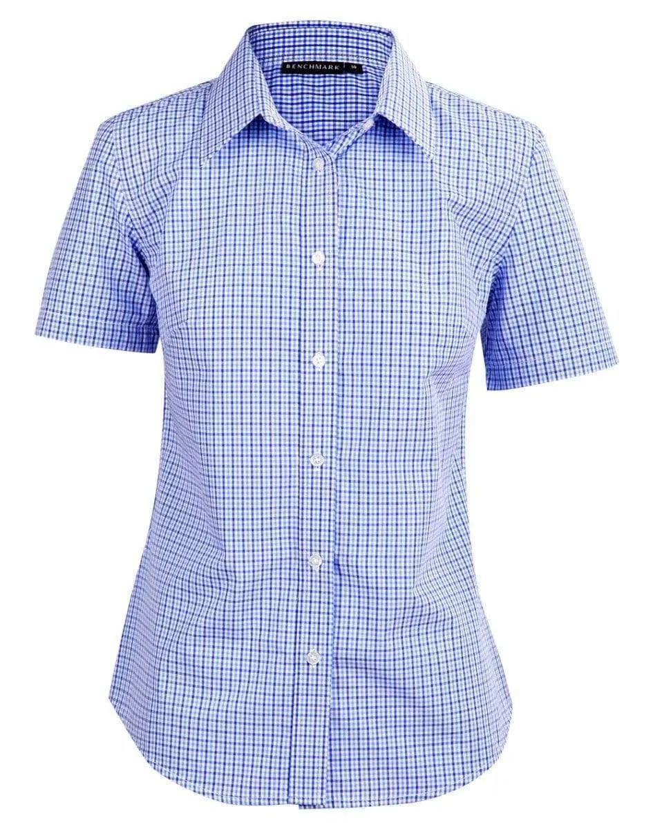 BENCHMARK Ladies’ Two Tone Gingham Short Sleeve Shirt M8320S