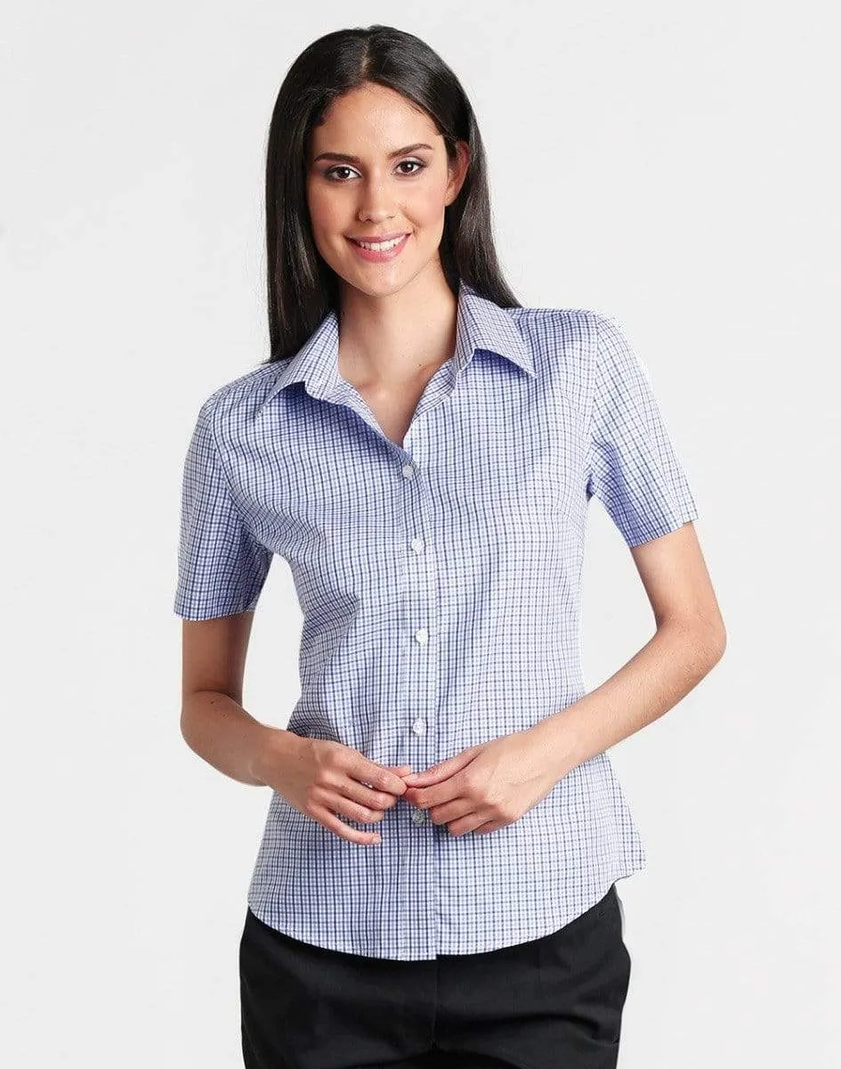 BENCHMARK Ladies’ Two Tone Gingham Short Sleeve Shirt M8320S