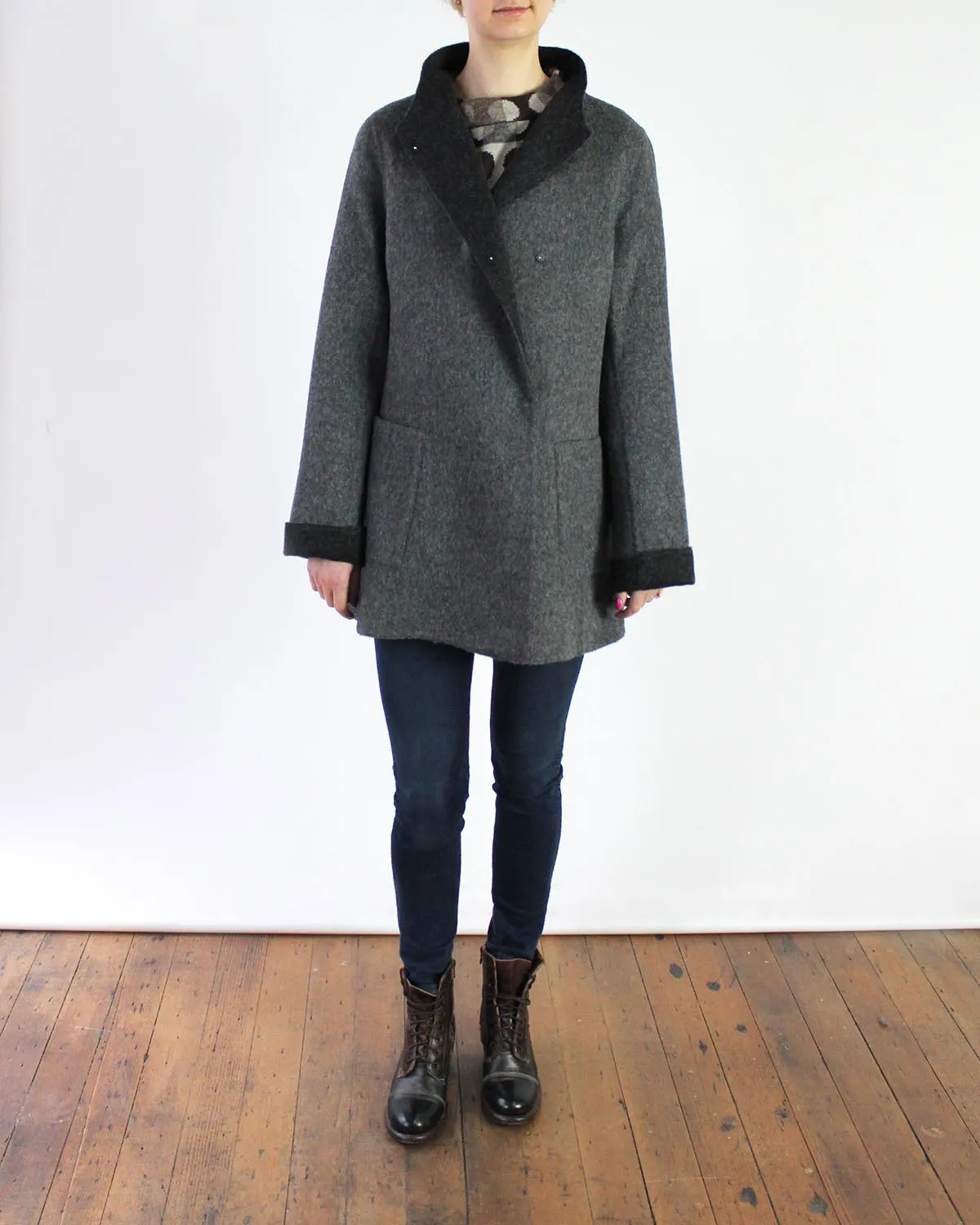 Beyond Threads IXT239 Rev Asymmetric Coat - CHARGRAPHITE