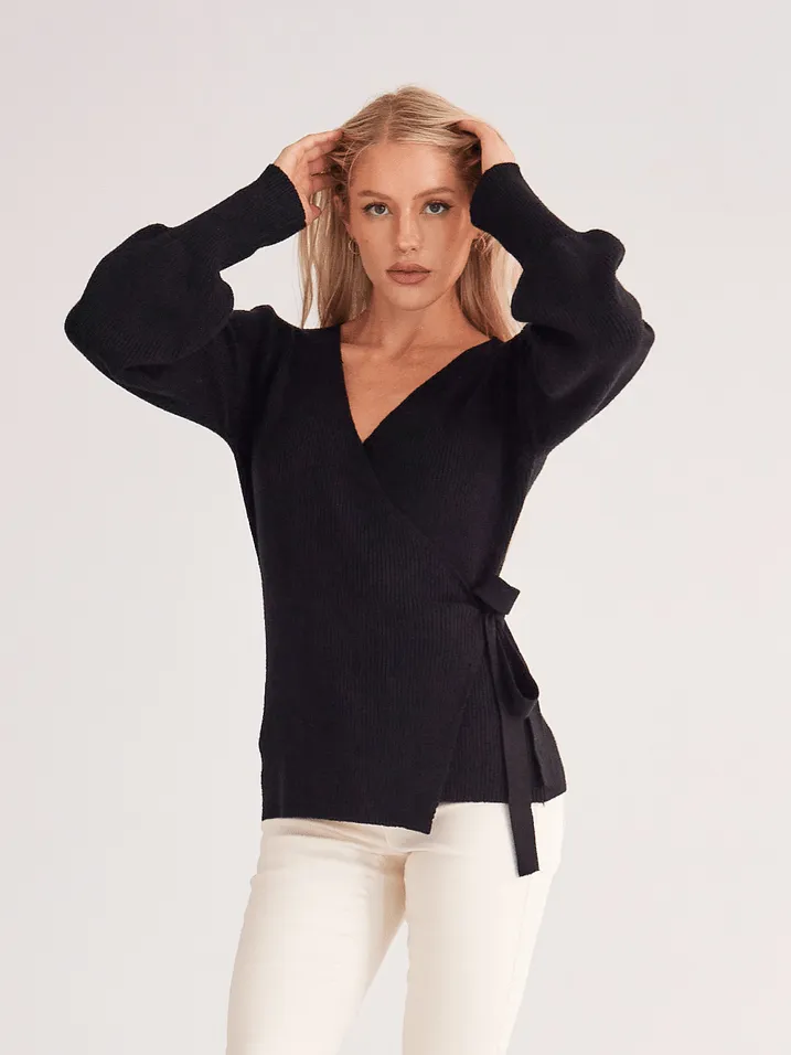 Black Wrap Sweater