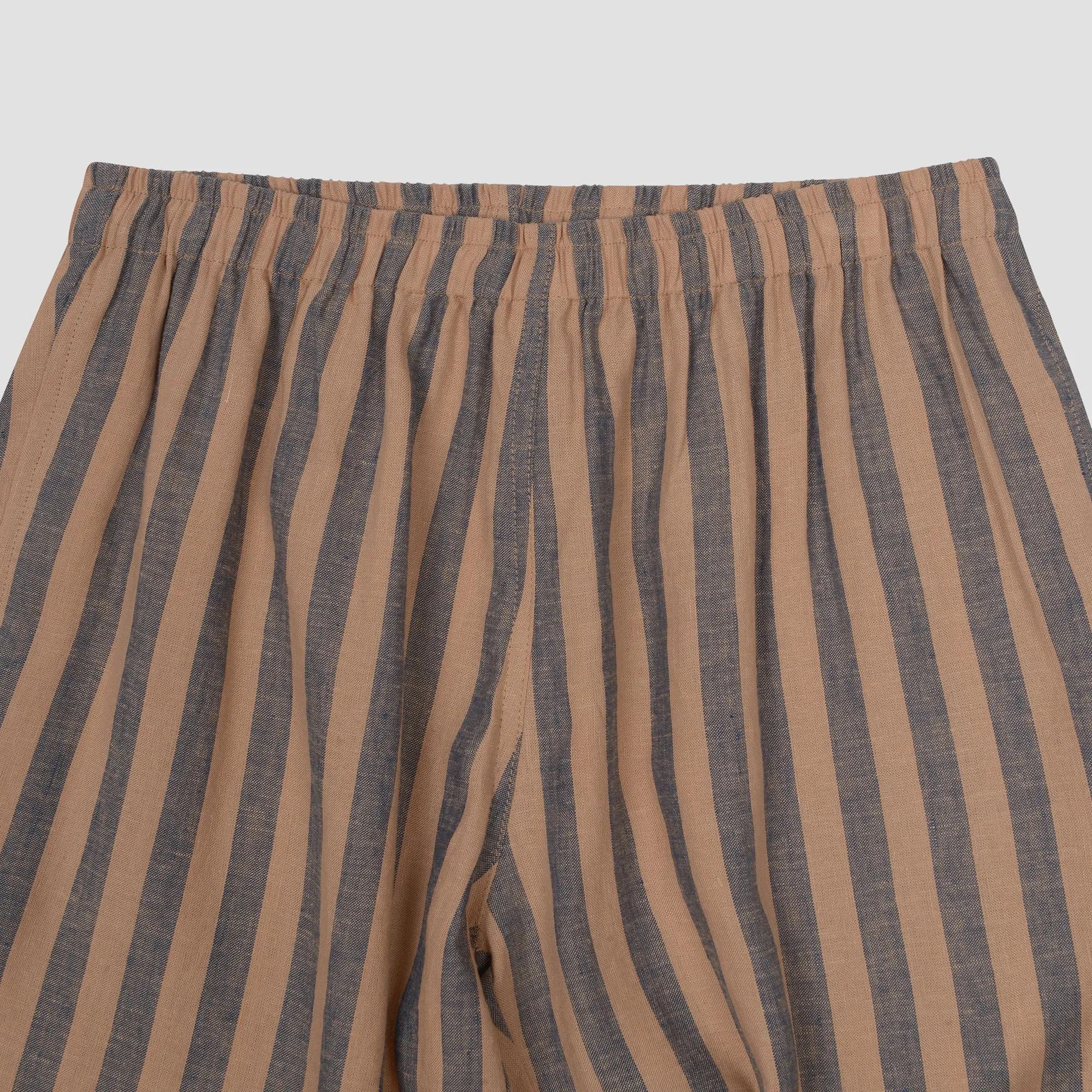 Blue & Porcini Striped Linen Women's PJ Shorts