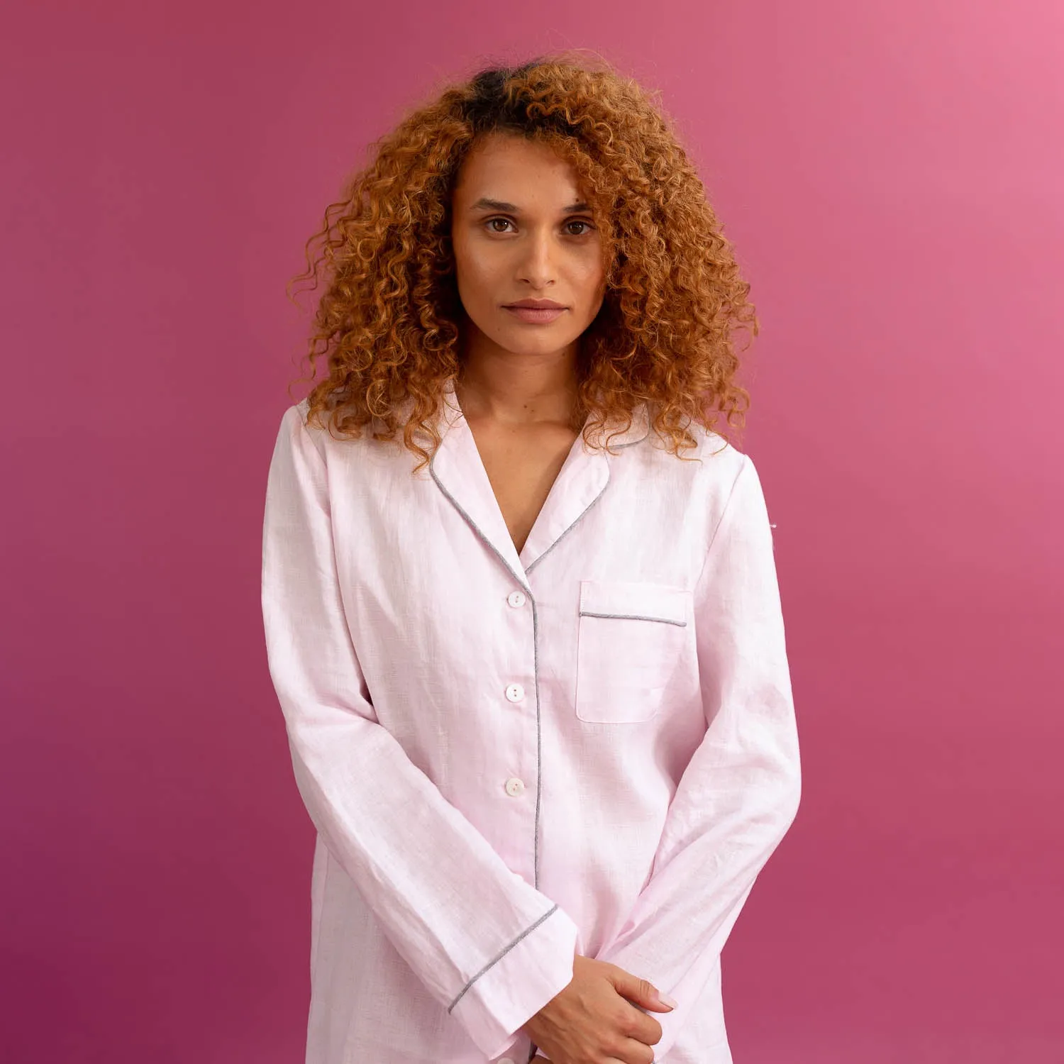 Blush Pink Linen Night Shirt