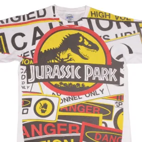 BOOTLEG JURASSIC PARK ALL OVER PRINT 1993 TEE SHIRT SIZE LARGE SINGLE STITCH