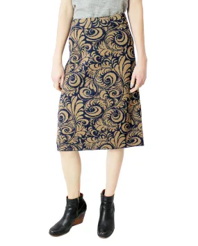 Botanical Jacquard Baby Alpaca Midi Skirt