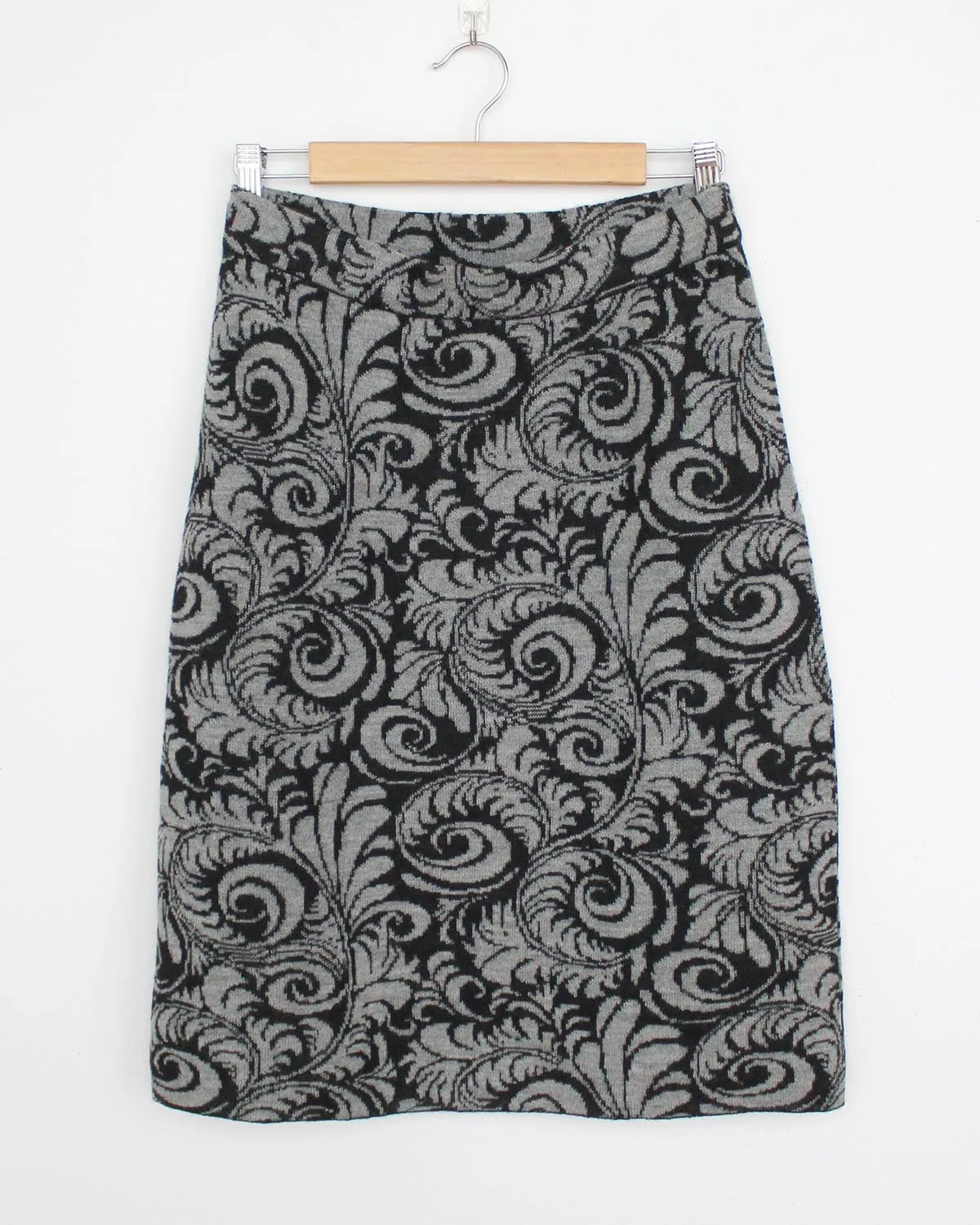 Botanical Jacquard Baby Alpaca Midi Skirt