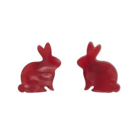 Bunny Textured Resin Stud Earrings - Red