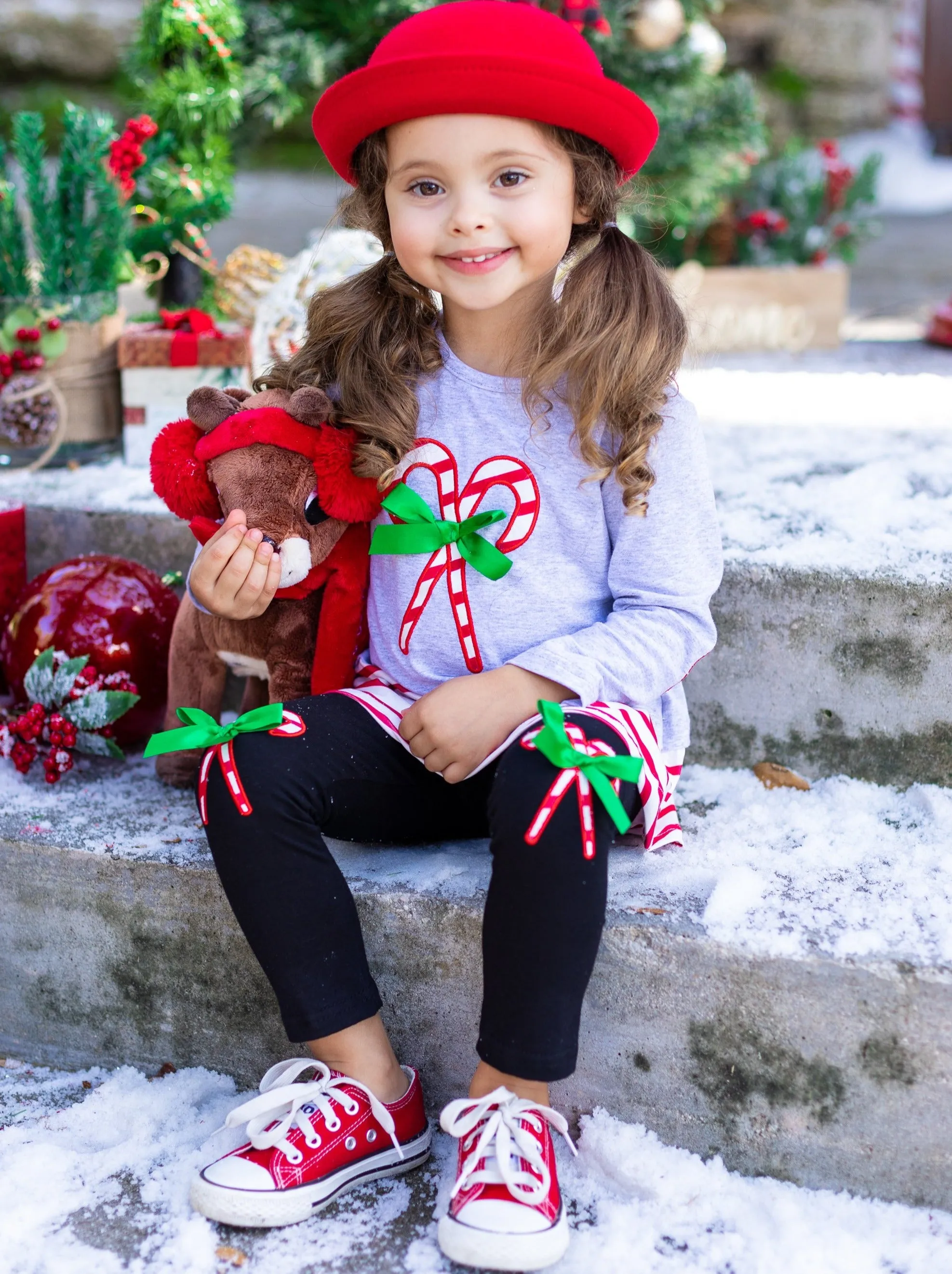 Candy Cane Chic Patched Legging Set