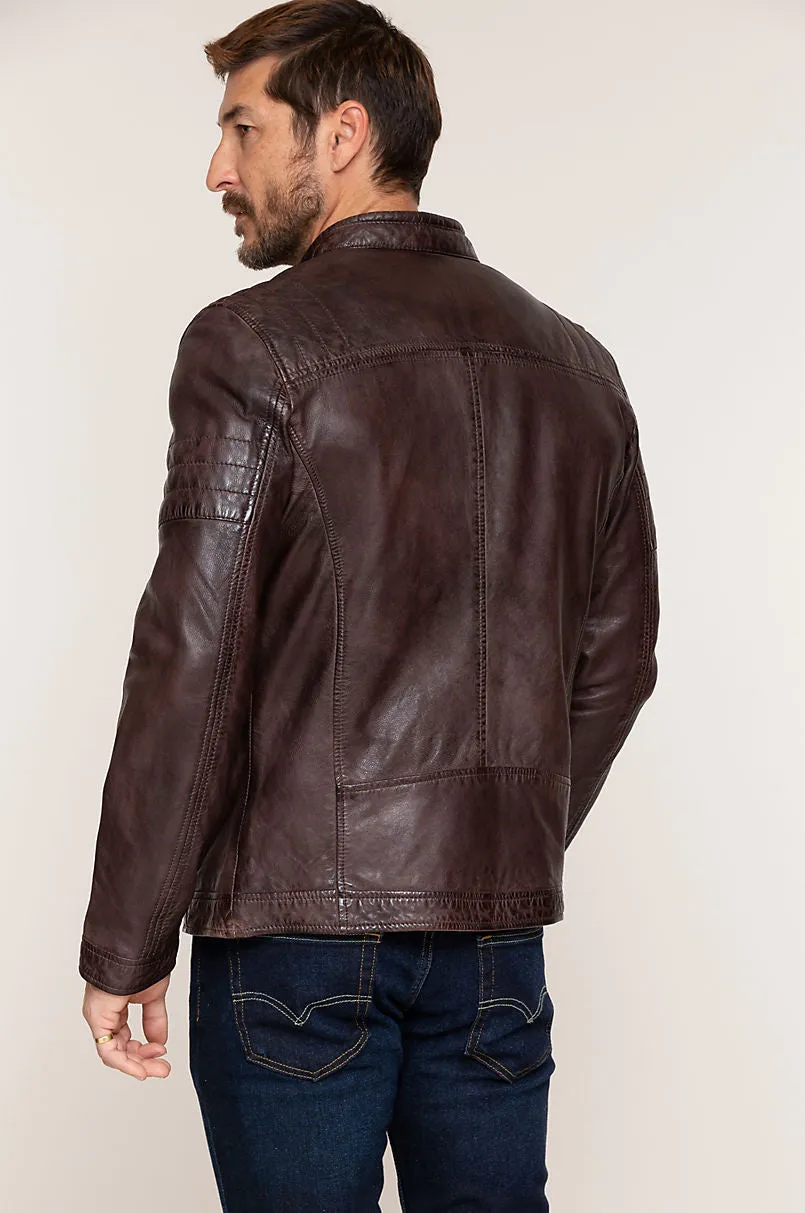 Cave Lambskin Leather Moto Jacket