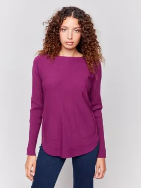 CHARLIE B PLUSHY KNIT SWEATER - MULBERRY - C2170W464A674