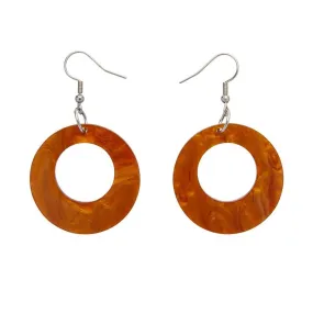 Circle Ripple Resin Drop Earrings -Gold