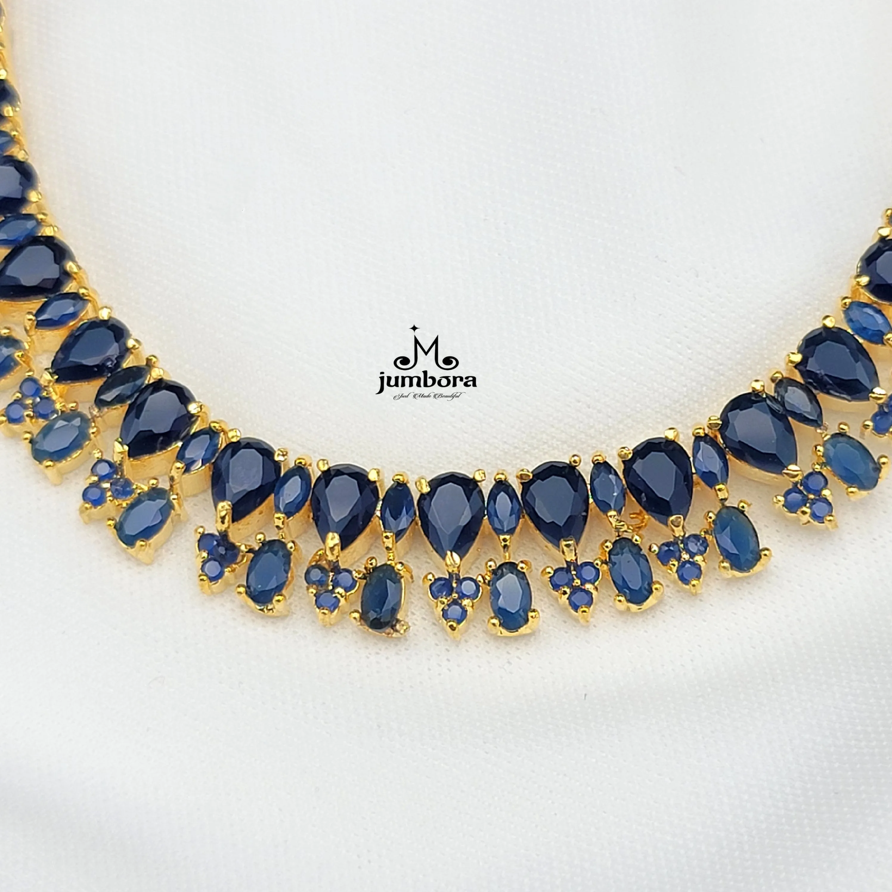 Contemporary Sapphire Blue AD Zircon (CZ) Necklace