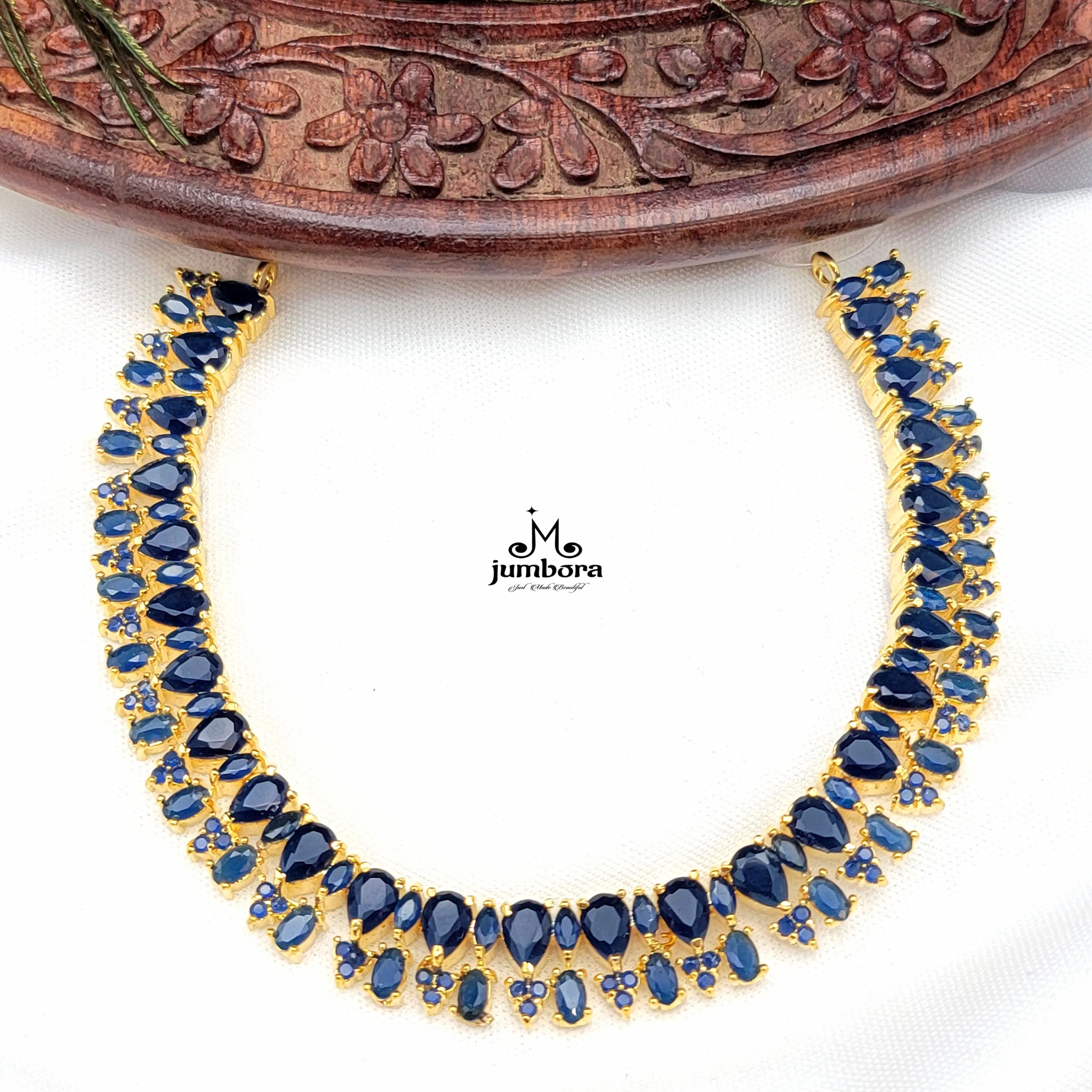 Contemporary Sapphire Blue AD Zircon (CZ) Necklace