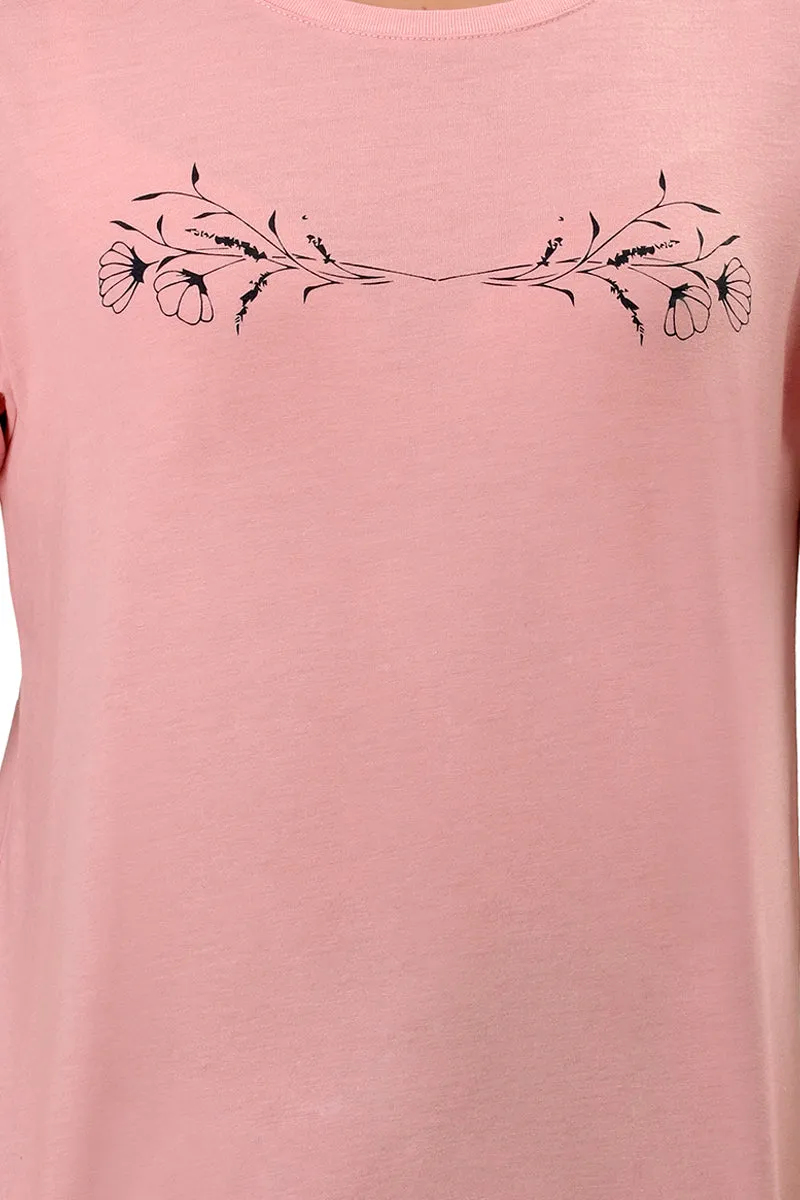 Cotton Blend Sleep T-shirt - Bridal Rose