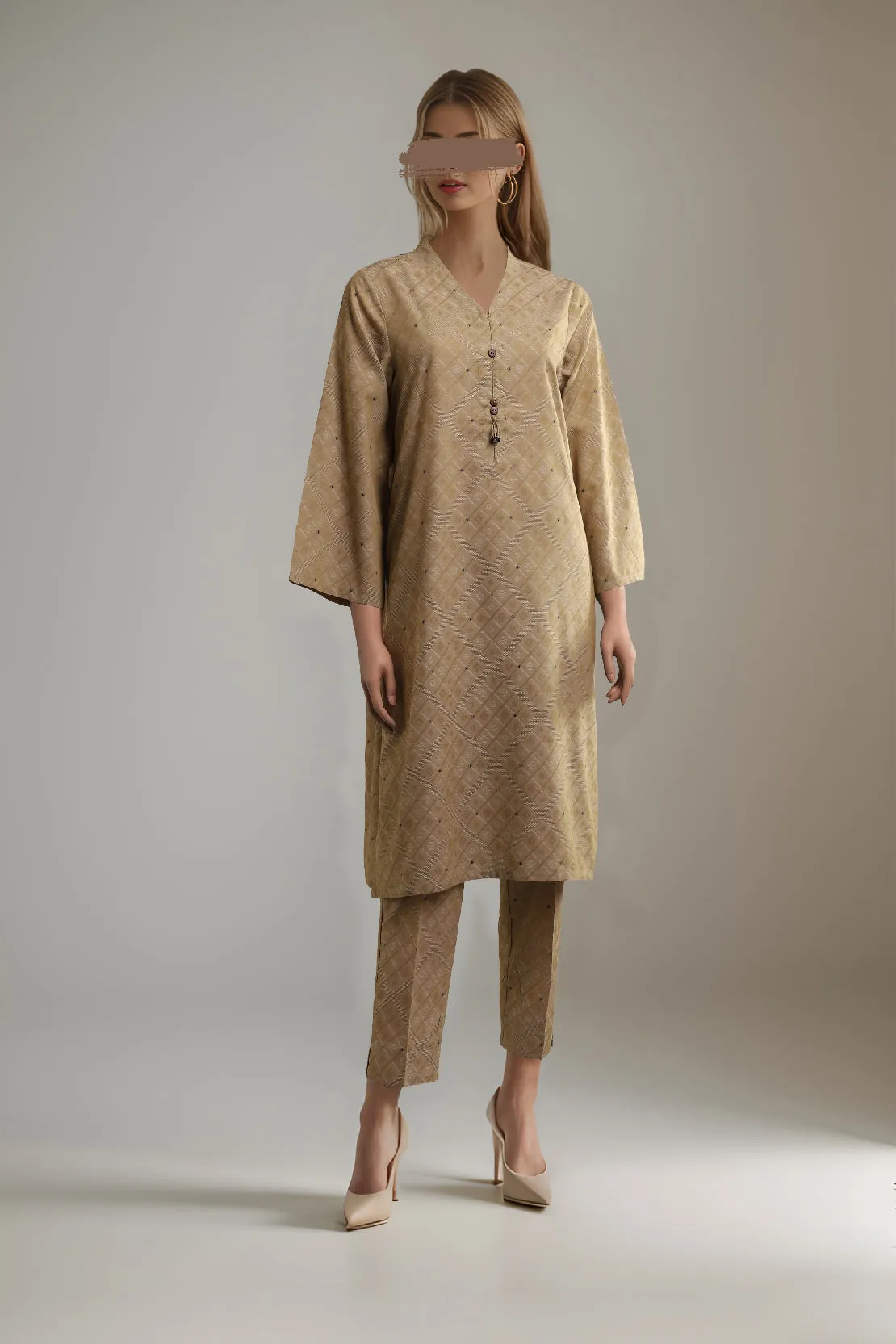 Cotton Jacquard Stitched 2 Piece (Shirt/Trouser)