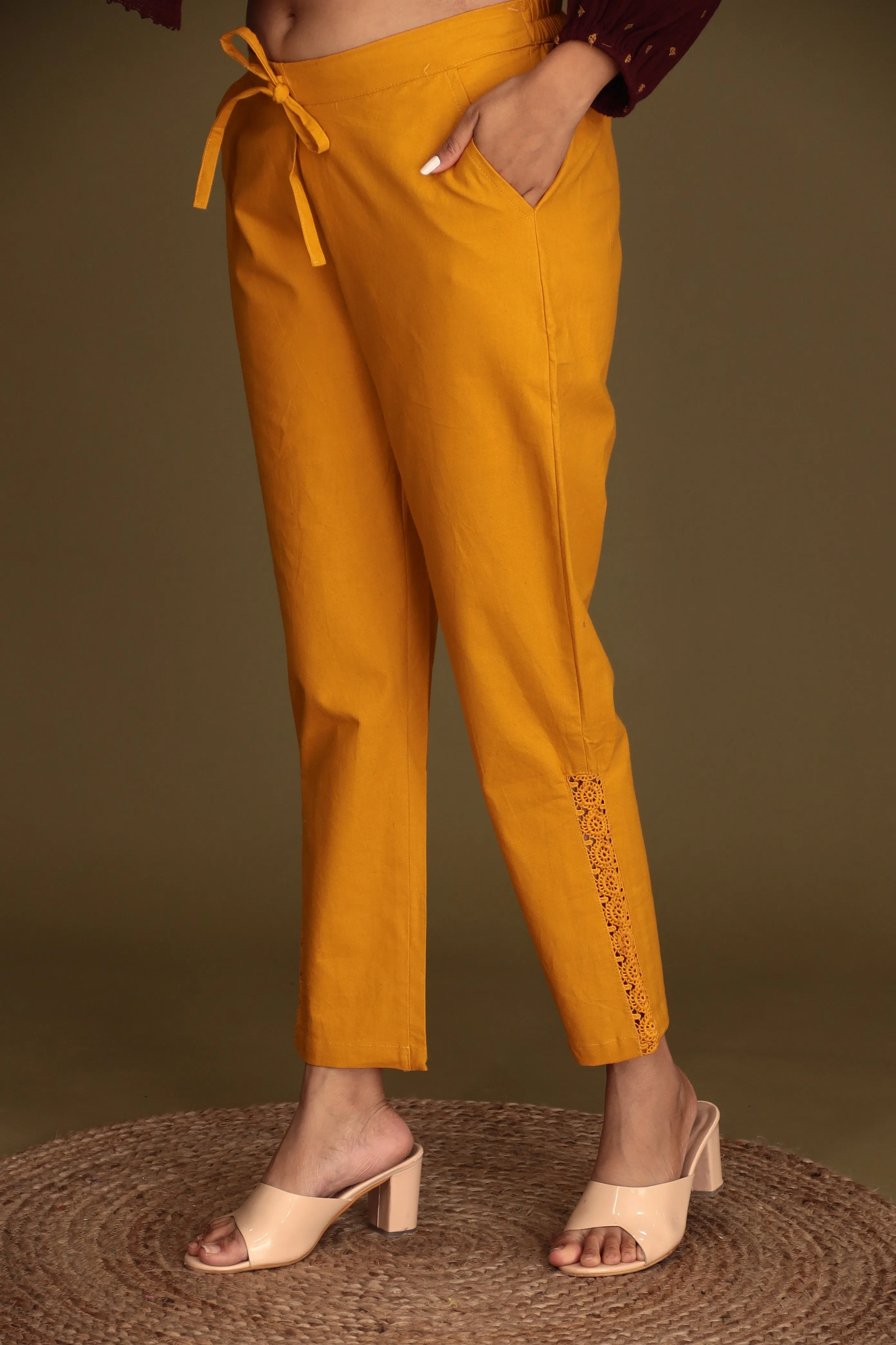 Cotton Woven Pant with Embroidered Work