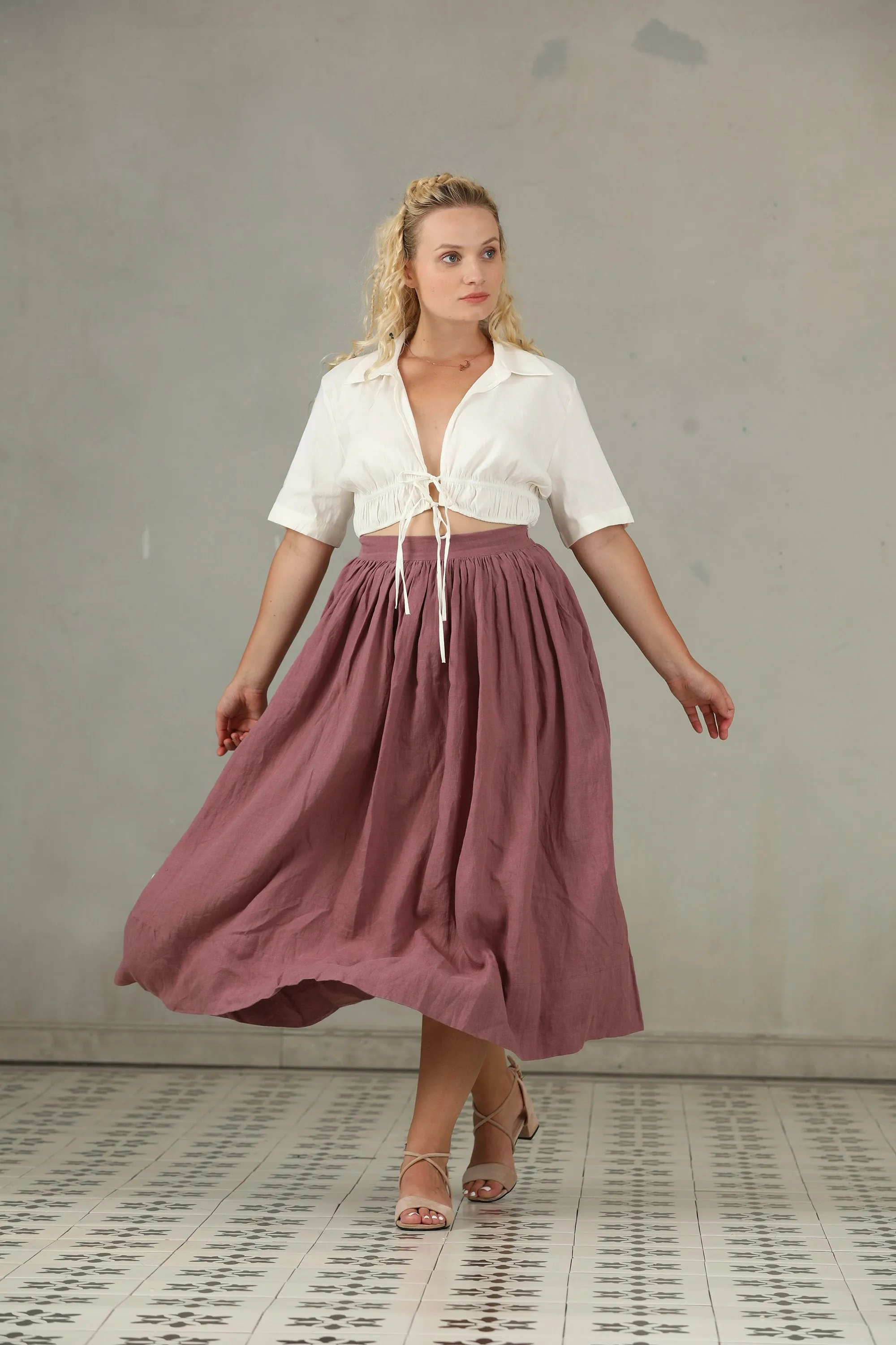 Daisy 03 | PLUS SIZE Linen Skirt