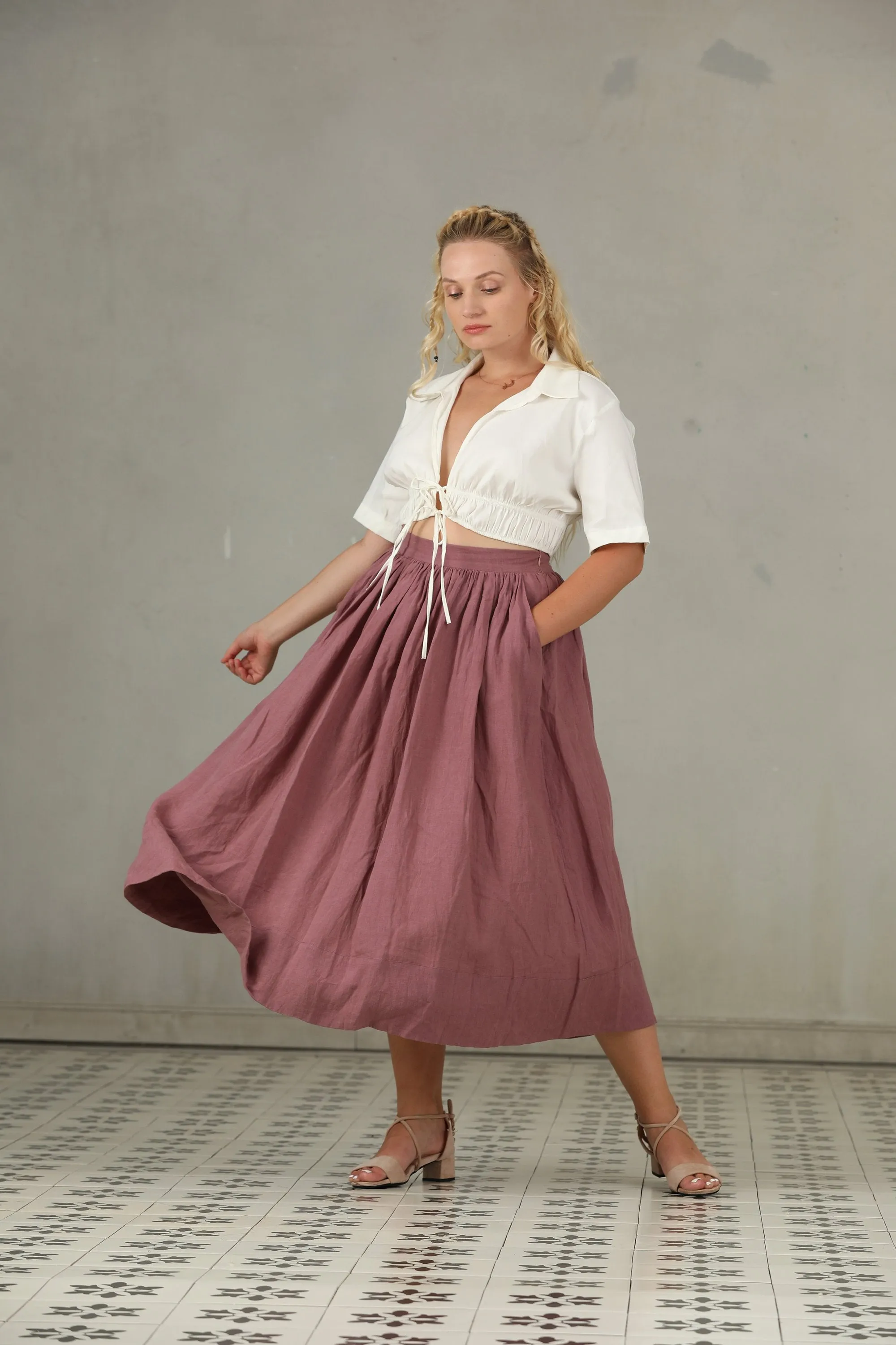 Daisy 03 | PLUS SIZE Linen Skirt