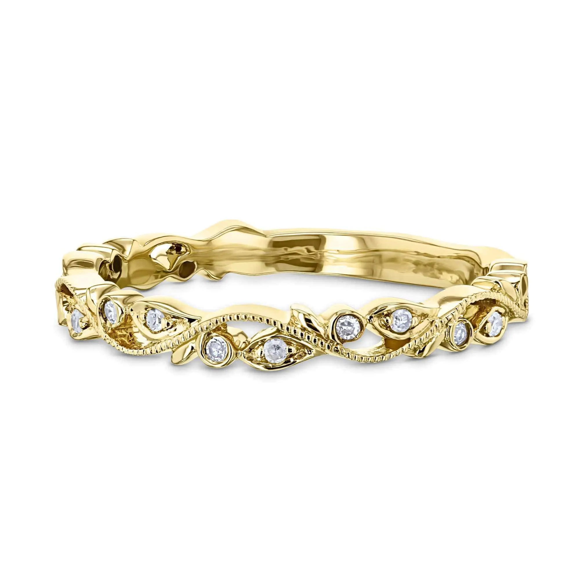 Diamond Floral Vine Filigree Gold Ring