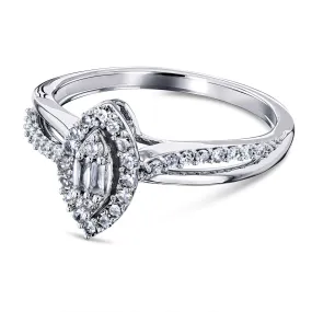 Diamond Marquise Shape Cluster 10k White Gold Ring