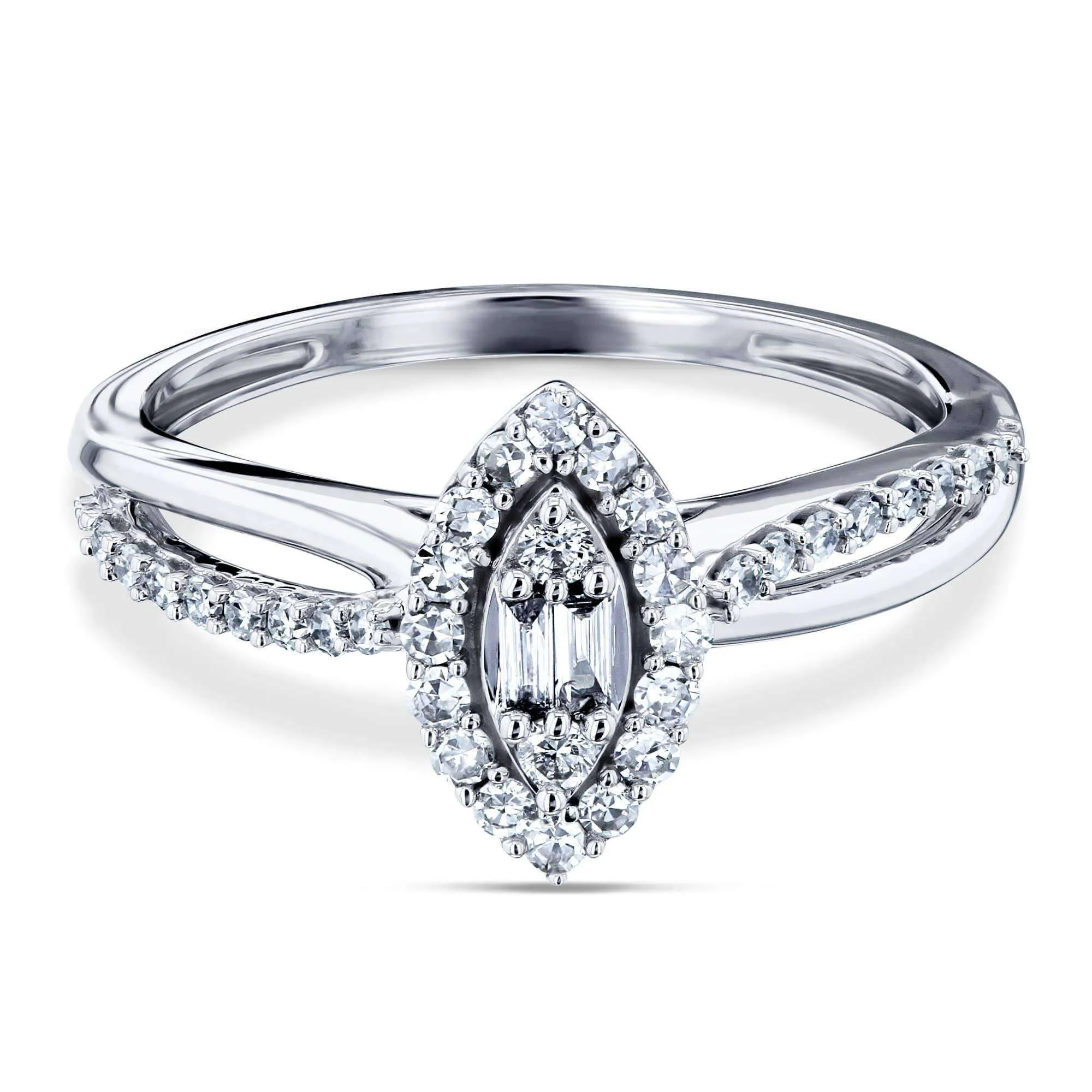 Diamond Marquise Shape Cluster 10k White Gold Ring