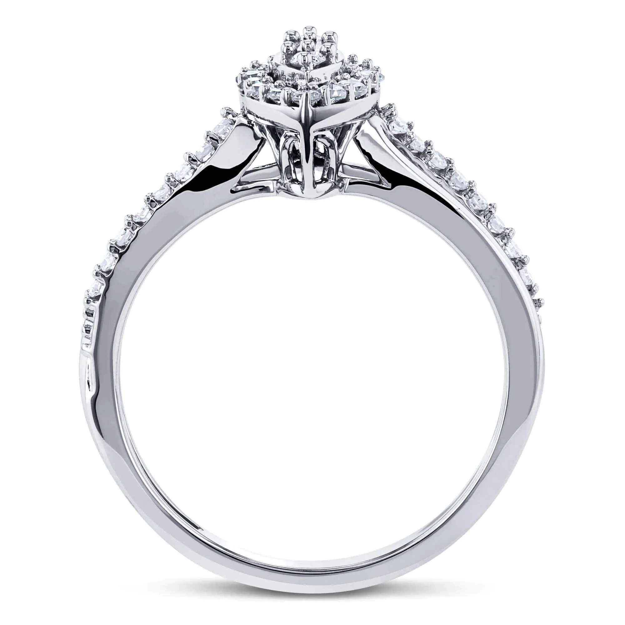 Diamond Marquise Shape Cluster 10k White Gold Ring