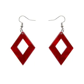 Diamond Ripple Resin Drop Earrings - Red