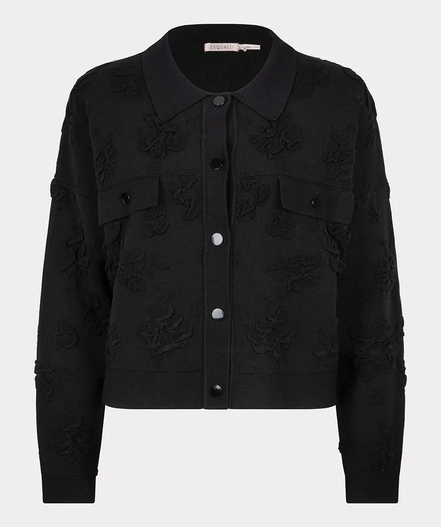 Esqualo Black 3D Florwer Cardigan