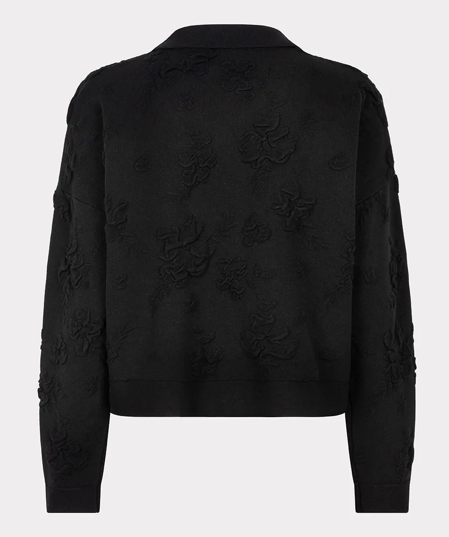 Esqualo Black 3D Florwer Cardigan