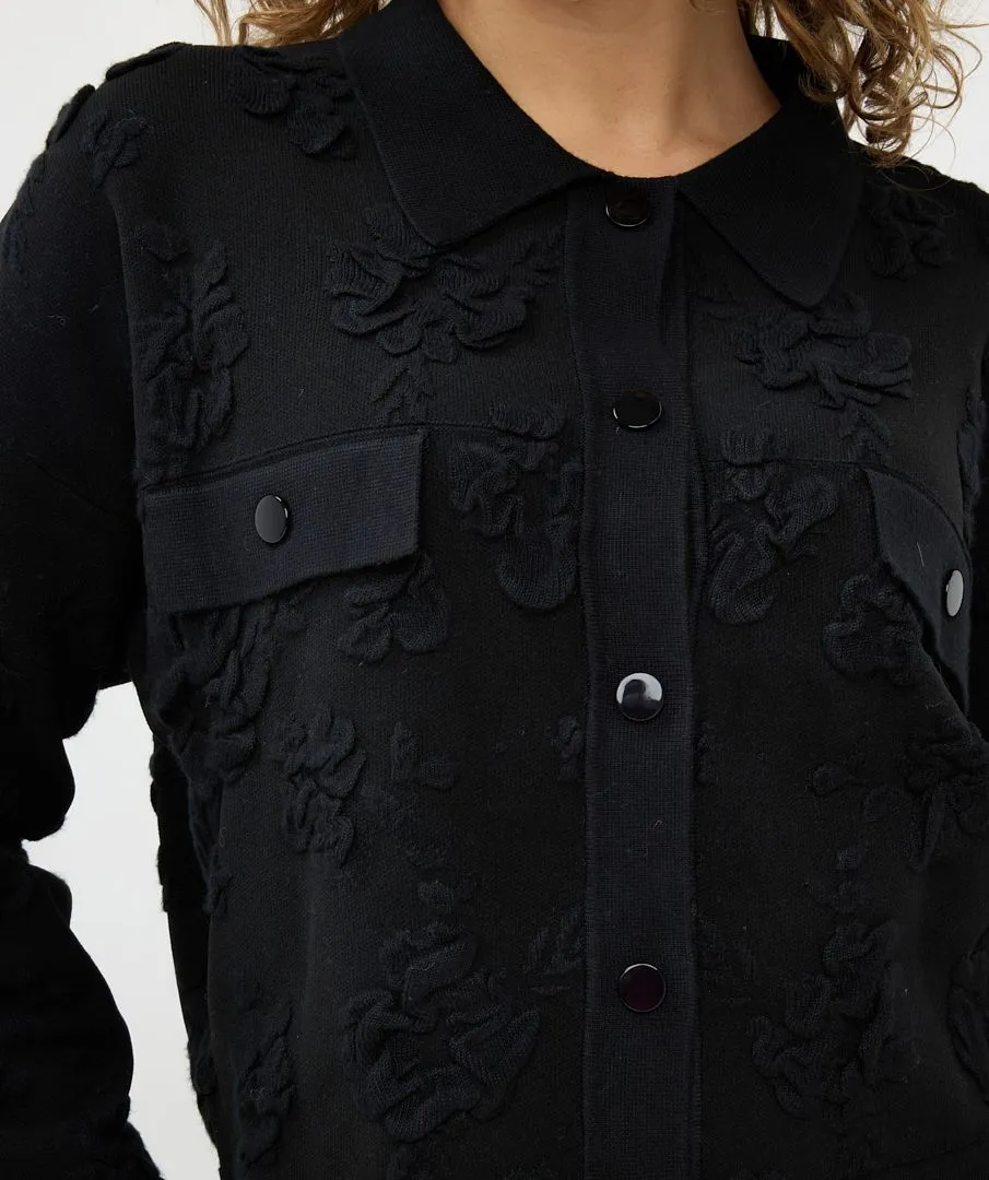 Esqualo Black 3D Florwer Cardigan